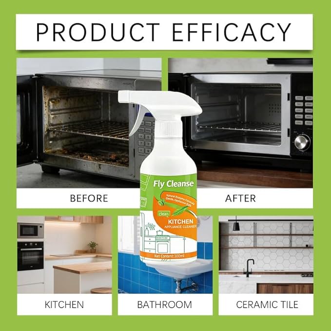 FlyCleanse Spray, FlyCleanse Kitchen Cleaner, Electrolyzed Ion Kitchen Cleaner Spray, Natural Enzyme Formula Liquid Cleaner for Household Appliances & Easy Cleaning Solution (2pcs, 300ml)