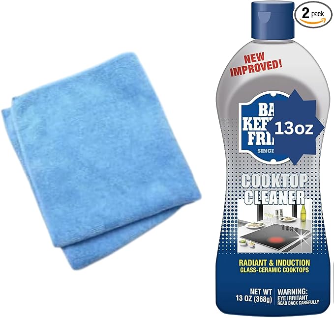 1 pack Bar-Keeperr’s-Friend Cooktop Cleaner 13 oz + 14x14 Microfiber Cloth – 1-Piece Set