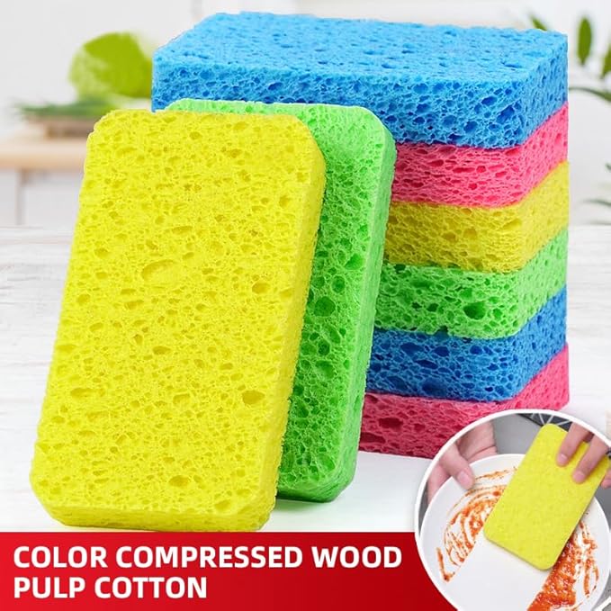 24 - Pack Non-Scratch Scrub Sponges - Sponges for Dishes and Washing Dishes, Cleaning Sponges for Kitchen Home and More（Mixted）