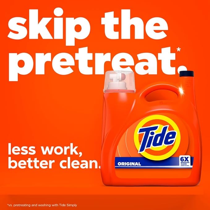 Tide Laundry Detergent Liquid, Original Scent, 80 Loads, 105 FL OZ, Works on 100% of Common Stains, Laundry Soap, Liquid Laundry Detergent
