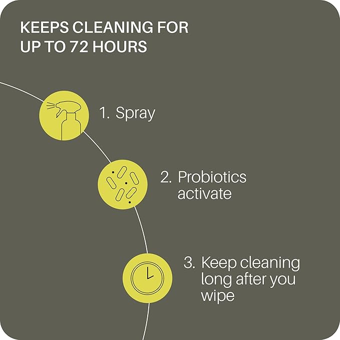 Everneat Probiotic Surface Cleaner Concentrate – Cleans for Days, Refillable, Non-Toxic | Glass Spray Bottle | Eucalyptus, Peppermint, Lemon & Tea Tree | 1 oz (Just Add Water)