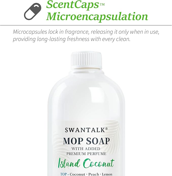 Mop Soap with Long Lasting Premium Perfume, 4X Concentrated Floor Cleaner, Multi Surface Solution for Hardwood, Tile, LVP, Laminate, Pet Friendly, 32 fl oz (Island Coconut)