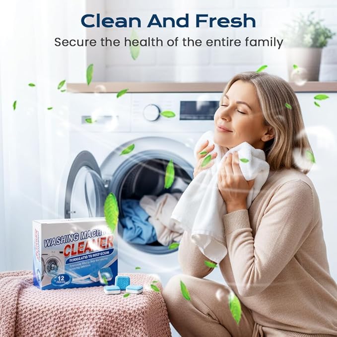 Washing Machine Cleaner Tablets, Deep Cleaning Descaler for Front & Top Load Washers, Clean Inside Drum and Laundry Tub Seal (2 boxes)