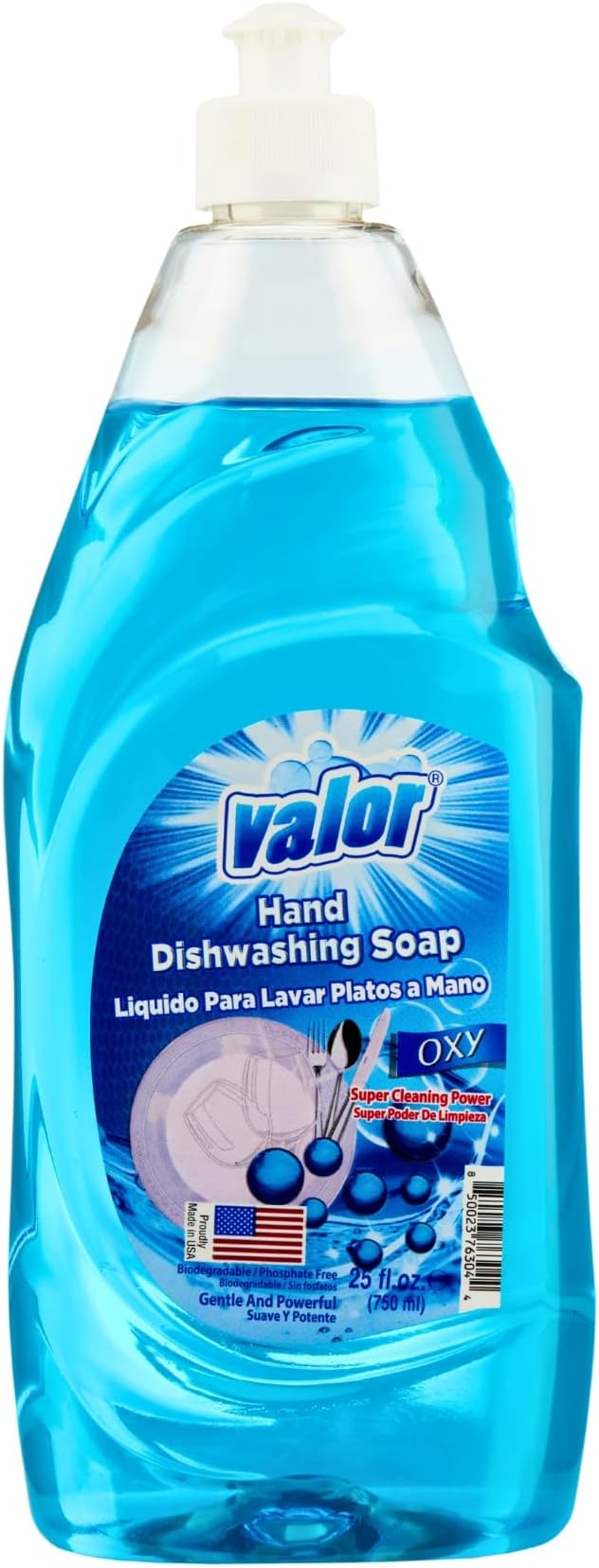 Valor Dishwashing Liquid, 25 fl oz – Dish Soap for Kitchen & Bathroom, Grease-Fighting, Gentle on Hands, Fast Rinse, Eco-Friendly Biodegradable Formula (25 fl oz (Pack of 1), Oxy Power)