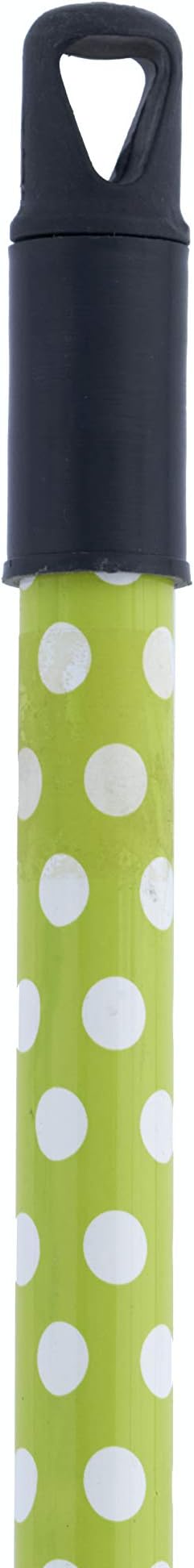 Polka Dot Design Broom with White Plastic Dustpan, Sweep Set Indoor and Outdoor Use, Green/White, by Superio