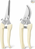 Pruning Shears,Ahoooot 2Pcs Pruning Shears for Gardening,Professional Garden Shears for Flowers, Bonsai and Fruits Picking (1pc Straight & 1pc Curved)