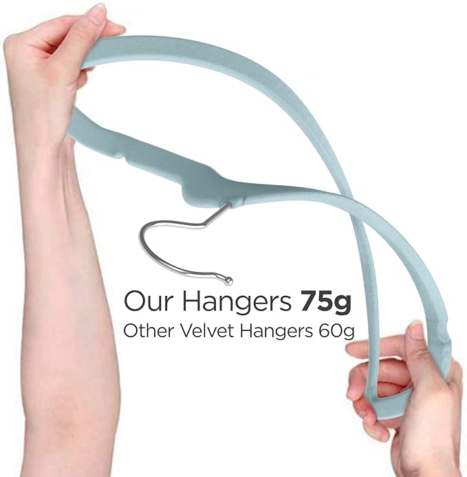 TechZoo 50 Pack Premium Baby Velvet Hangers (Blue) - 11.8" Inches Non-Slip, Ultra-Slim & Space-Saving Toddler Hangers - 360° Rotating Hook, Strong & Durable Hanger for Children, Infant & Toddler