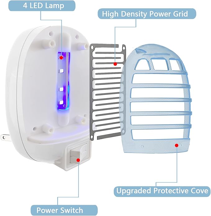Bug Zapper Indoor,Fly Traps,Flying Insects,Electronic Insect Killer Fly Insect Trap Plug-in Mosquitoes Killer Mosquito Zapper with Blue Lights for Living Room,Kitchen,Bedroom,Office (6Packs)