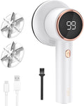 Fabric Shaver Lint Remover for Clothes with 2 Speeds, Digital Display, 6 Leaf Blades, USB Rechargeable Sweater Defuzzer to Remove Pilling Fuzz Ball for Furniture, Couch, Coat.