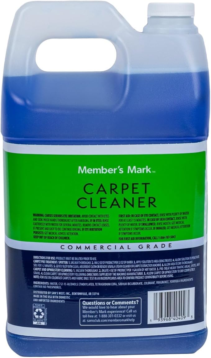 Member's Mark Commercial Carpet Cleaner Concentrate, 1 Gallon (Pack of 4)