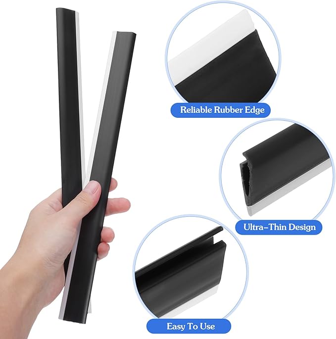 2pcs Plastic Strip Replacement for Dustpan Edge Bar Dust Pan Inlet Soft Pressing Strips Protector Garbage Shovel Closing Edges Straps Dustpan Repair Accessories Black