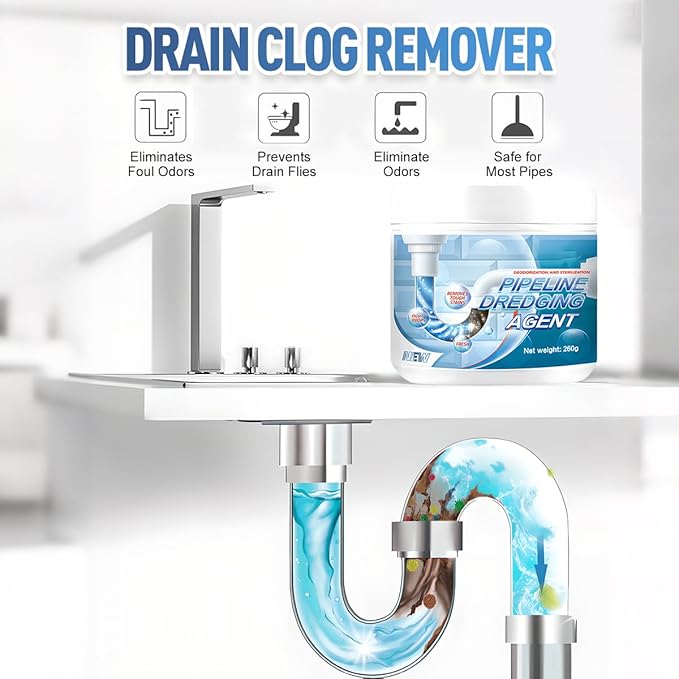 Powerful Pipe Dredging Agent, 2026 New Drain Clog Remover Pipeline Dredging Agent Toilet Unclogger Heavy Duty, Sink Drain Cleaner for Kitchen Bathroom Shower Pipes and Drains (1PC)