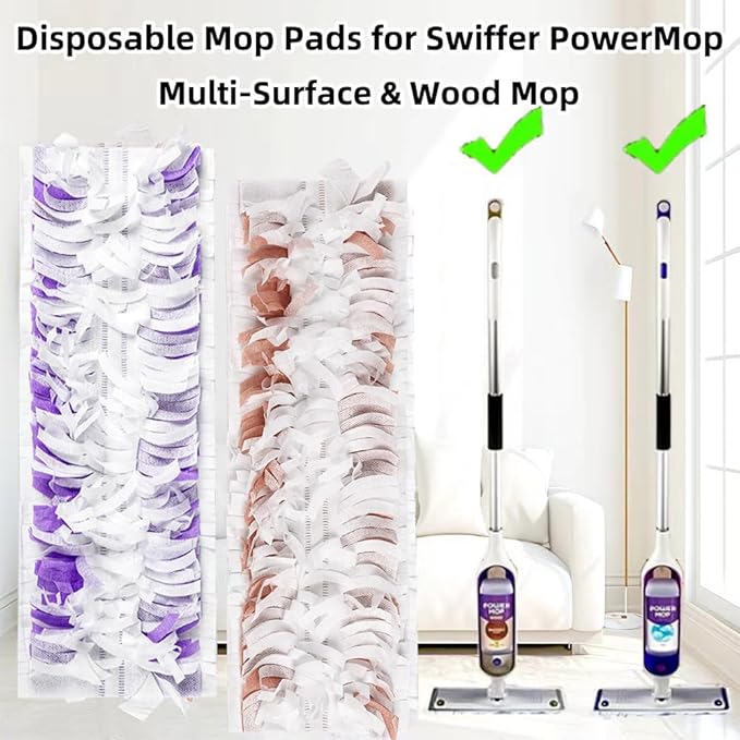 Disposable Mopping Pad Refills for PowerMop Multi-Surface,Wood Mopping Pad Refills for Floor Cleaning, 10 Count (10 Purple+10 Brown)