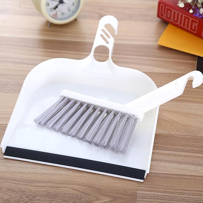 Uonlytech Mini Desktop Cleaning Set Small Broom and Dustpan Brush Set Portable White Handheld Cleaning Accessory for Home Office Keyboard Dust Removal