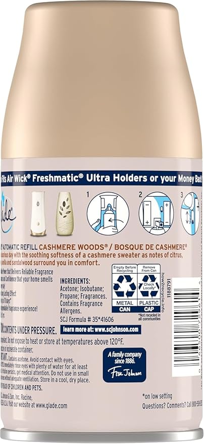 Glade Cashmere Woods Scent Air Freshener Refill 6.2 oz. Aerosol