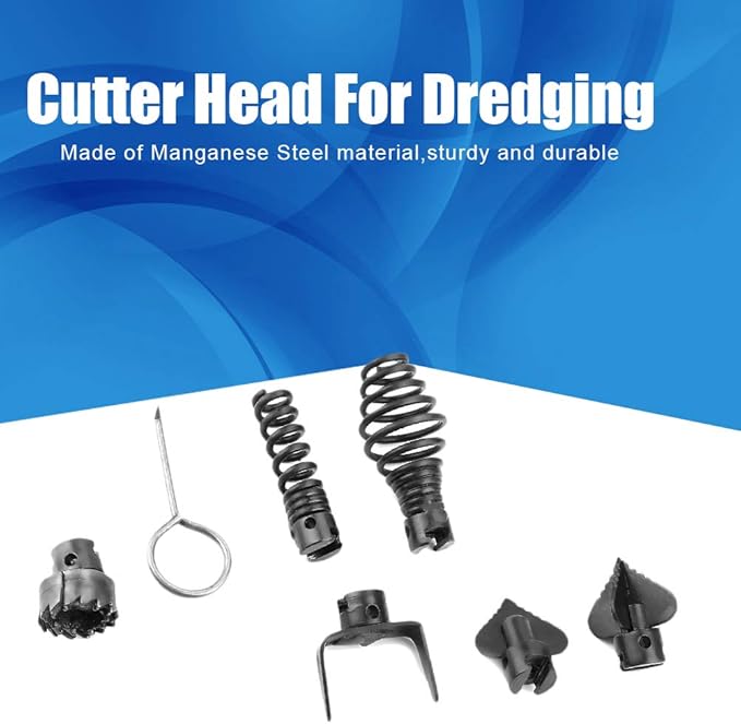 7Pcs 16mm Manganese Steel Drain Cleaner drain cleaner cutter heads Sturdy Drain Cleaner Combination Cutter Head Set drain cleaner cutter heads Pipeline Dredging Drain Openers