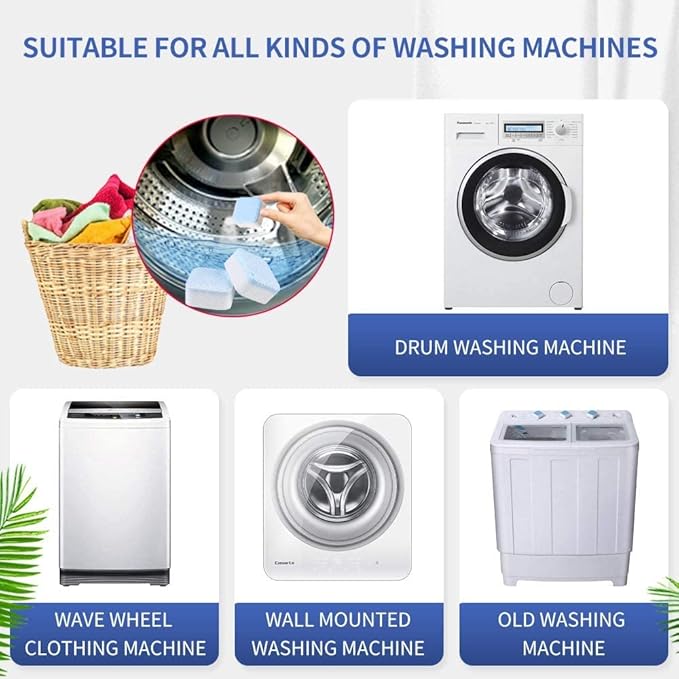 NATRUTH 30 Pack Washing Machine Cleaner Tablets, Solid Washer Deep Cleaning Tablet, Clean Inside Drum And Laundry Tub Seal