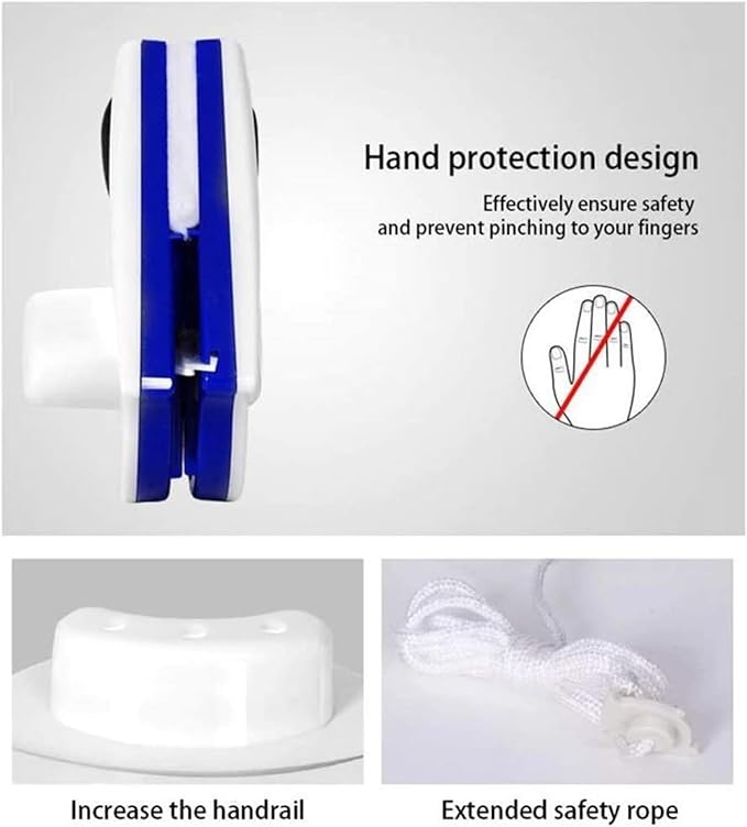 Double Sided Window Cleaner - Magnetic Window Glass Wiper Cleaning Tool for with Microfiber Cleaning Cloth (Pink) High-Rise Household Clean Windows Thickness 0.1''-0.3'' (Blue)