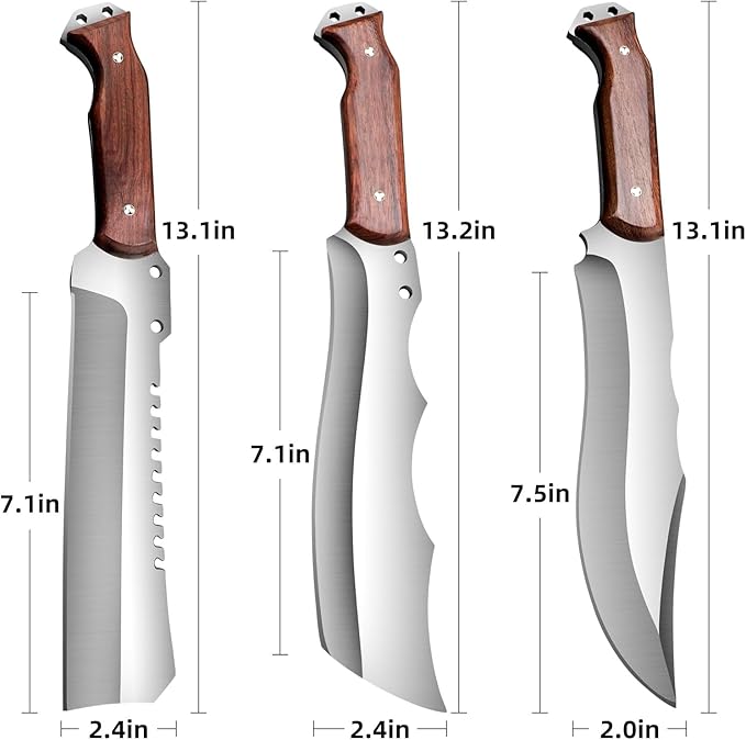 Outdoor Short Machete with Sheath for Cutting Trees, for Yard Work and for urvival Machete Ideal for Gardening,Camping, Fishing, Hunting, Bushcraft