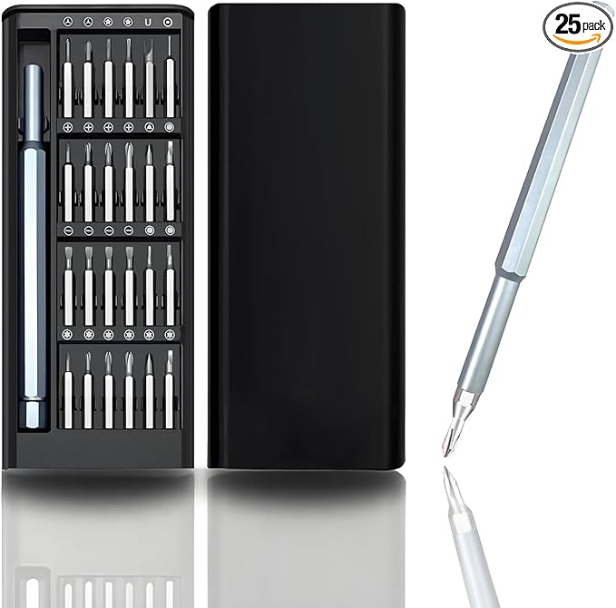 25 in 1 Small Precision Screwdriver Set with 24 Magnetic Bits, Professional Magnetic Mini Repair Tool Kit for Phone, Phone, Laptop, Glasses, PC Building