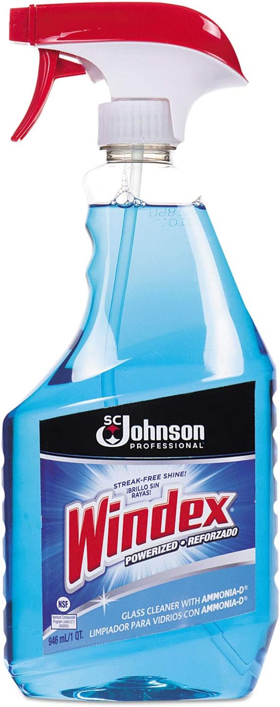 Windex Powerized Glass Cleaner with Ammonia-d, 32 Oz. Trigger Spray Bottle