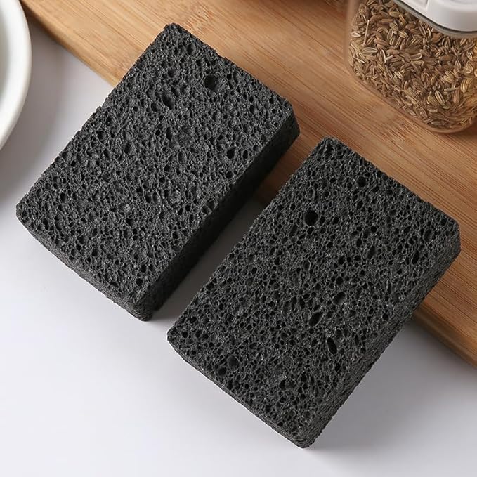 12 - Pack Non-Scratch Scrub Sponges - Sponges for Dishes and Washing Dishes, Cleaning Sponges for Kitchen Home Bathroom Cars, Funny Cut-Outs DIY for Kids (Black)