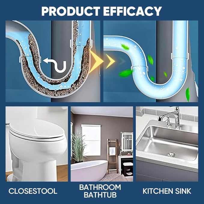 Dodorado Powerful Foaming Drain Cleaner Powder - Fast Acting Pipe Cleanser for Kitchen & Bathroom Sink Drains, Clog Prevention & Odor Control (Standard, Count, 1)