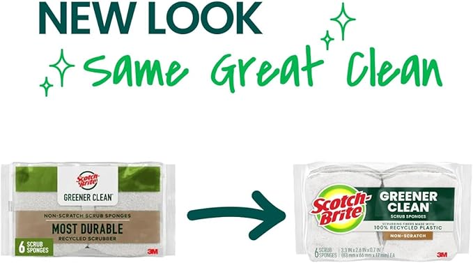 Scotch-Brite® Greener Clean™ Non-Scratch Scrub Sponge, 6 Pack, 6 Units per Case