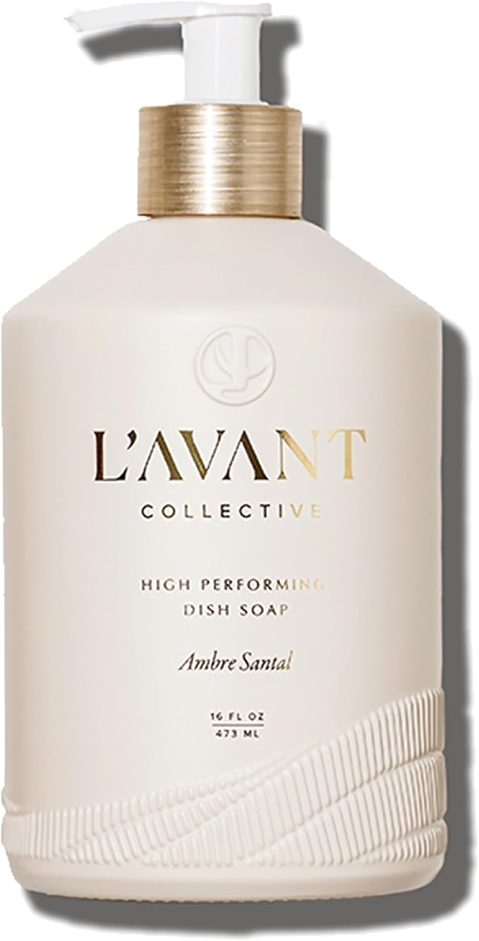 L’AVANT Collective High Performing Dish Soap | Plant-Based, Naturally Derived Formula, Ambre Santal Scent | 16 Fl oz Refillable Bottle | Luxury Kitchen Cleaning w/Elegant Countertop Design