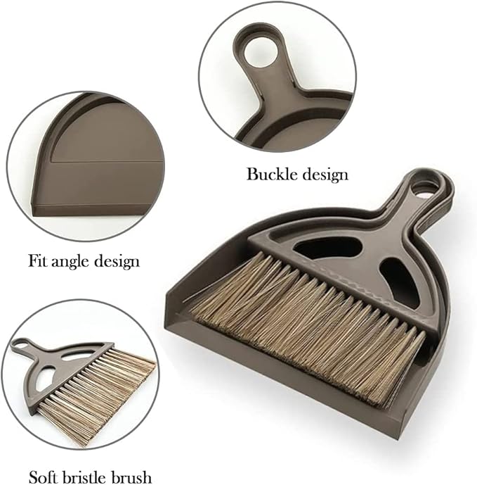 Small Broom and Dustpan Set Mini Dustpan and Brush, Hand Broom and Dustpan Set, Mini Broom and Dustpan Set for Home, Camping, Pets, Dorm (2pcs)
