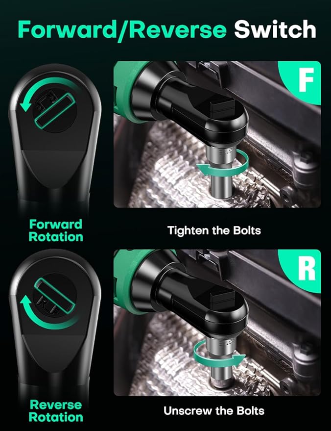 KIMO Cordless Electric Ratchet Wrench Set, 40Ft-lbs, 400RPM, 12V Cordless Ratchet Wrench 3/8" w/Variable Speed Trigger, 7Sockets, 1/4" Adapter, Forward/Reverse Switch, 2Battery Power Ratchet w/Charger