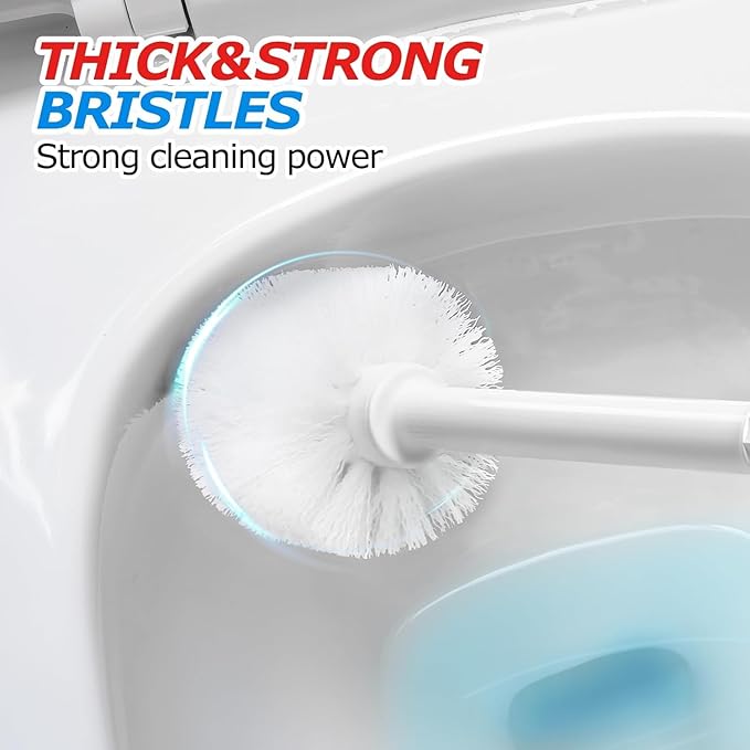 2Pack 2 in 1 Toilet Brush and Plunger Set,Clean Gloves, Extended Handle Plunger，Toilet Bowl Brush Plunger Set,Bathroom Cleaning Tools,Toilet Brush Plunger Combo,Cleaning Brush(Cream White)