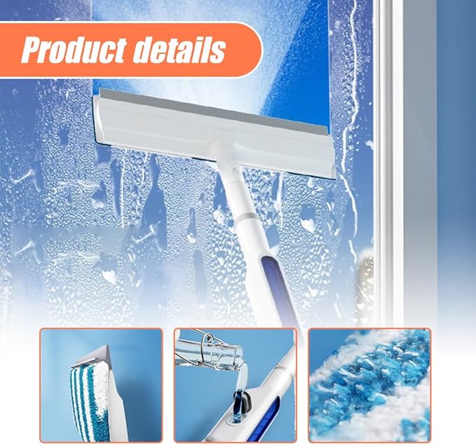 Squeegee for Window Cleaning with Spray, 2025 Upgrade Dual Side Mist Retractable Window Cleaner, Spray Window Cleaning Brooms, 3 in 1 Household Squeegees Window Cleaning Tool Kit
