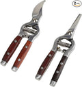 Garvee 2-Pack Wood & Steel Handle Bypass Pruning Shears for Gardening | Curved & Straight Garden Shears 8x20cm | Ultra Sharp Blades for Plants, Flowers & Light Branches | Essential Gardening Tools