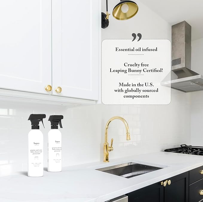 Bayes Granite and Stone Daily Cleaner and Protectant - Cleans, Shines, and Protects - For Granite, Quartz, Marble, Tile, and Stone Surfaces - 16 oz, 2 Pack