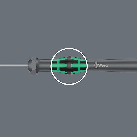 Wera 2052/6 Kraftform Micro Ballhead Hexagon Electronics Screwdriver Set and Rack, 6-Piece