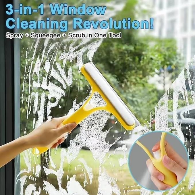 Shower Squeegee for Glass Doors All-Purpose Window Squeegee for Tile Shower Walls Mirror Bathroom Car Window Cleaning (White)