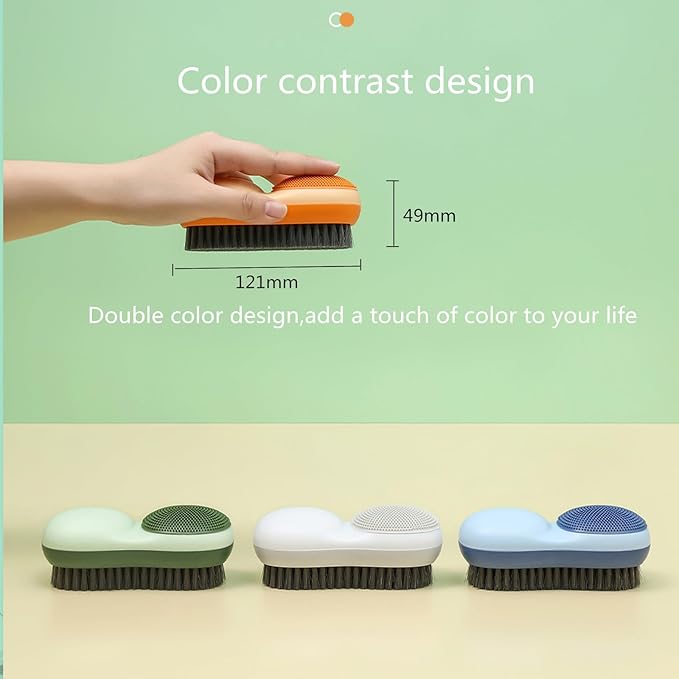 Two-Sided Laundry Stain Remover Brush, Soft Bristle for Scrubbing Out Tough Stains on Wool Cashmere Delicate Fabrics Knits Cotton Leather, Easy to Grip Hand Washing Clothes Brushes (Yellow)