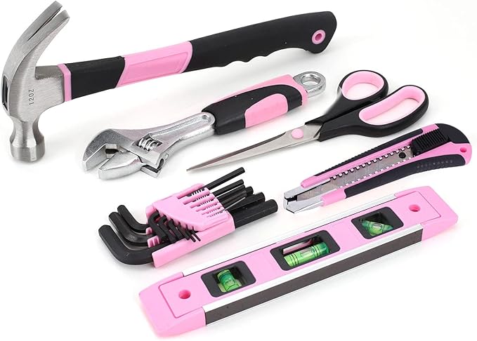 FASTPRO Pink Tool set -220-Piece Lady's Home Repairing Tool Kit & 12V Pink Cordless Lithium-ion Drill Driver