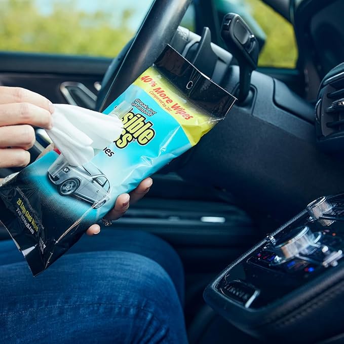 Invisible Glass 90161-4PK Large Glass Cleaning Wipes for Streak-Free Windows, Mirrors, and Glass, Lint-Free, Ammonia-Free, Tint-Safe, for Home and Auto, Flat Pack, 28 Count (Pack of 4)