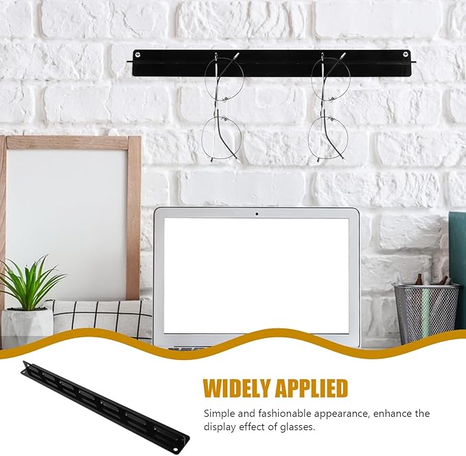Wall-Mounted Acrylic Sunglasses Rack with Black Finish, Eyewear Organizer for Glasses Storage and Display, Space-Saving Hanging Glasses Holder for Home and Office