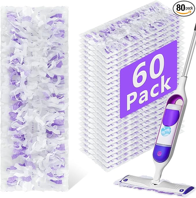 60 Pack Power Mop Refill Pads for Swiffer Power Mop, Disposable Swifter Wet Pad Refills for Swiffer, Replacement Spray Wet Pads Refills for Multi-Surface&Wood Floor Cleaning