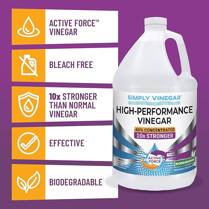 Industrial Strength 49% Vinegar – High-Performance Concentrated Cleaner for Home, Garden, Driveways & More – Biodegradable & Bleach-Free (Not for Food Use) - 128 oz (Pack of 2)