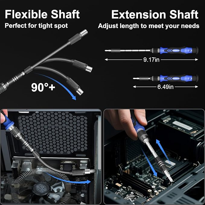 STREBITO 144-Piece Upgraded Electric Screwdriver, Max 0.7 N.m, 120 Magnetic Bits, 5-gear Torque Adjustment, Precision Screwdriver Set, Repair Tool Kit for Tech, Electronics and PC