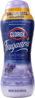 Clorox Fraganzia Laundry Scent Booster Crystals, In-Wash Fragrance Beads for Fresh-Smelling Clothes & Linens, Safe for All Fabrics & Colors, Easy-Pour Bottle, Lavender with Eucalyptus, 70 Oz