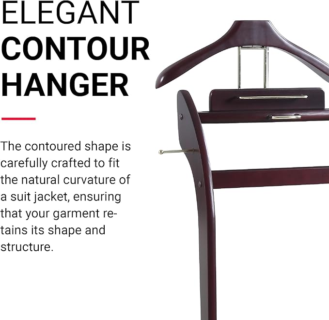 Proman Products - Windsor Executive Wardrobe Valet, Mens Valet Stand, Accessory & Clothes Organizer (Mahogany)