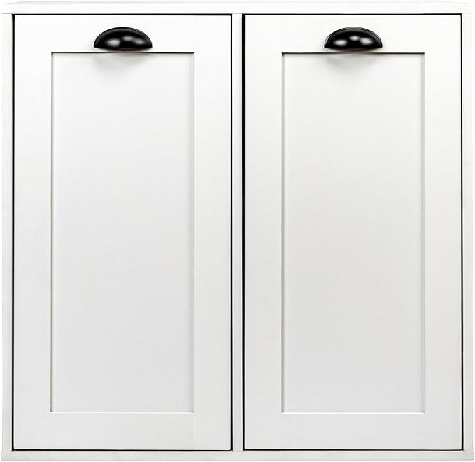 Household Essentials Laundry Sorter Cabinet, Scandi White Finish