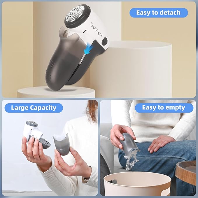 Electric Fabric Shaver and Lint Remover, Portable Fuzz Remover for Clothes and Furniture, Battery Operated, Easy to Use and Clean, Suitable for Sweaters, Blankets.（Grey）