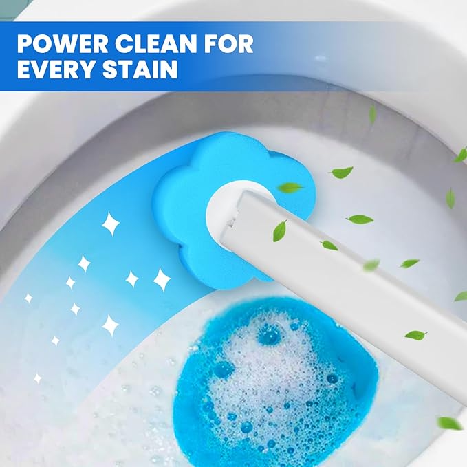 Toilet Bowl Wand Refills, 48 Pcs Disposable Toilet Brush Cleaning Sponges Heads, Not Compatible with Other Wand