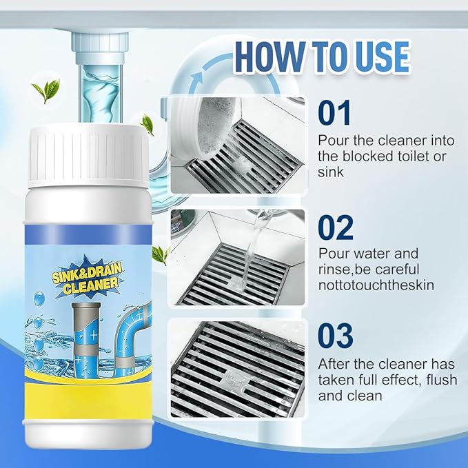 Sink & Drain Cleaner Powder, Powerful Sink Cleaner Powder for Bathroom & Kitchen Dredging (2 PCS)